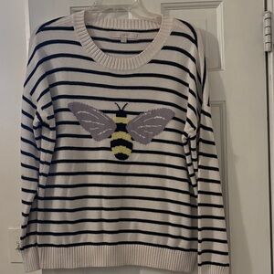 LOFT Striped Sweater with Bee Motif